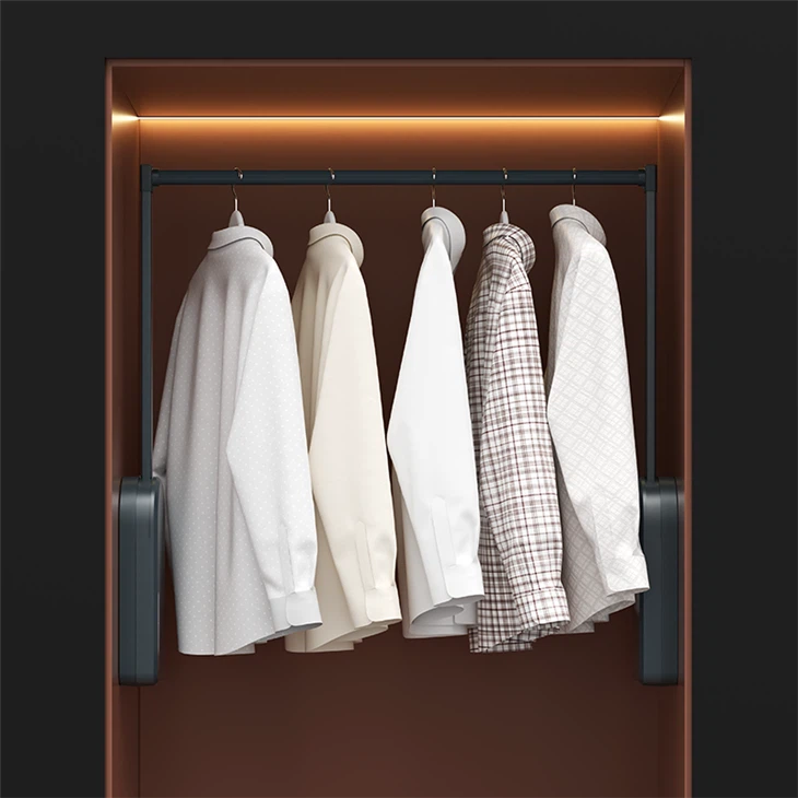 Gwialen dillad codi trydan smart cwpwrdd dillad